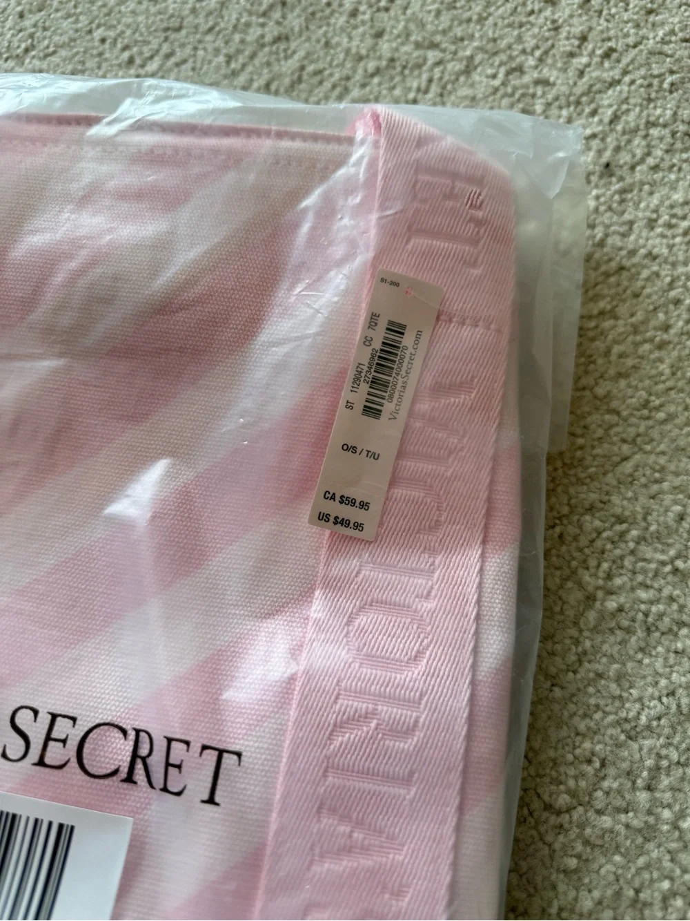 NWT Victoria Secret Heritage Stripe Canvas Tote Bag